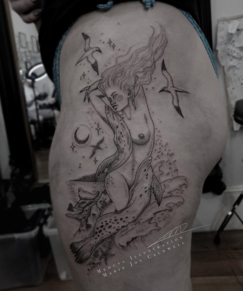 Mermaid tattoo be Marie @medusa.illustration